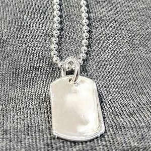 Sterling Silver Bead/Ball Chain and Dog Tag